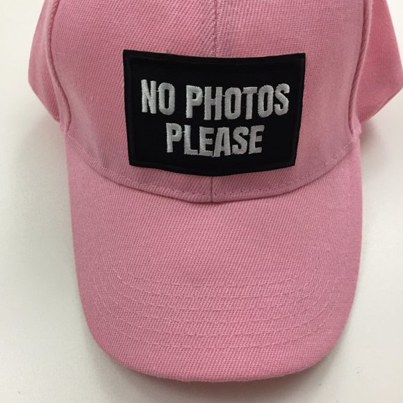NWOT Pink Womens "No Photos Please" Patch Funny Adjustable Band Baseball Caps - Picture 2 of 7